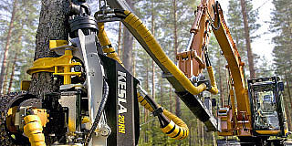 Harvester equipment for excavators