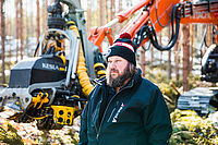 Ilpo Kosonen user excavator harvester during winter times.